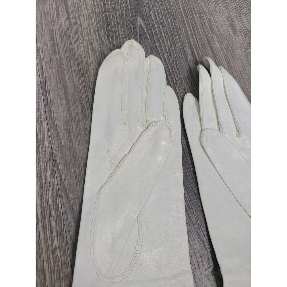 VTG Macy's Marchioness 6½ Washable Leather Gloves Italy White Kidskin 1950's NEW